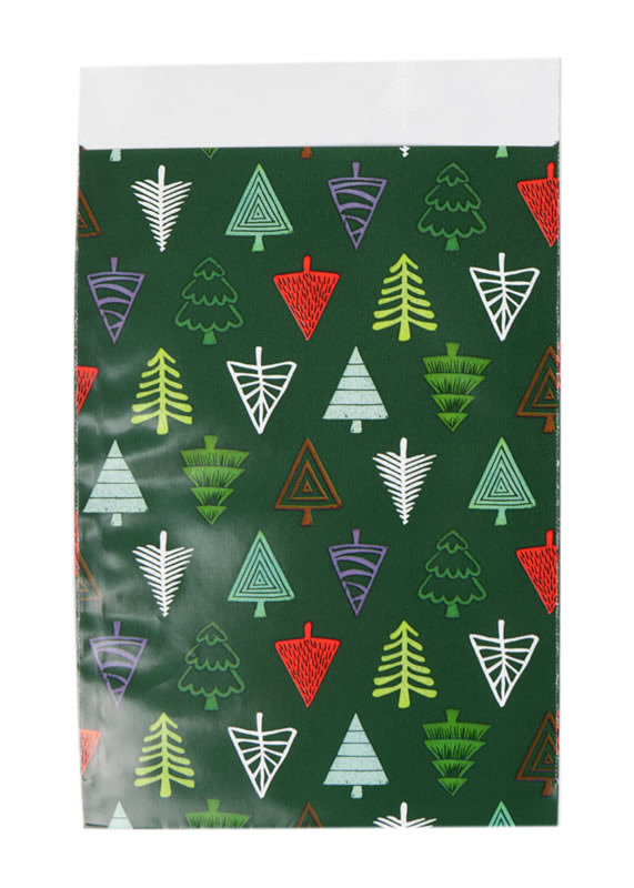 Papieren zakjes kerstboom groen 12 x 19 cm (50 stuks)