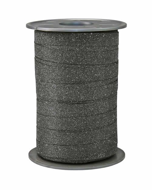 Krullint glitter zwart 10 mm (100 meter)