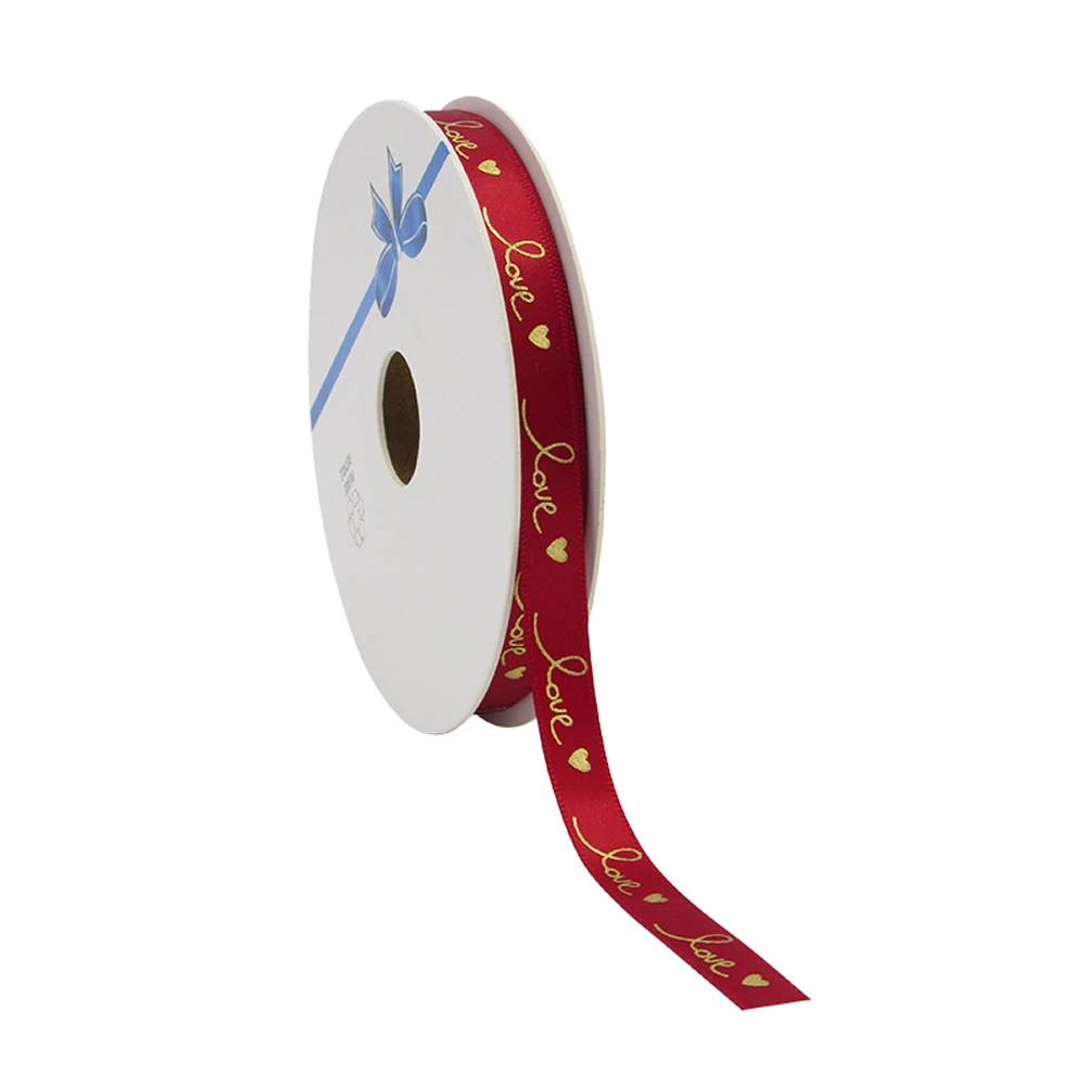 Satijnlint love warm rood 10 mm (25 meter)