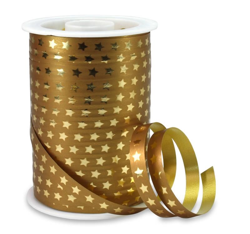 Krullint metallic ster goud 10 mm (100 meter)