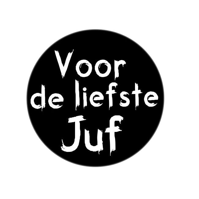 Wensetiket Liefste Juf zwart rond Ø 47 mm (500 stuks)