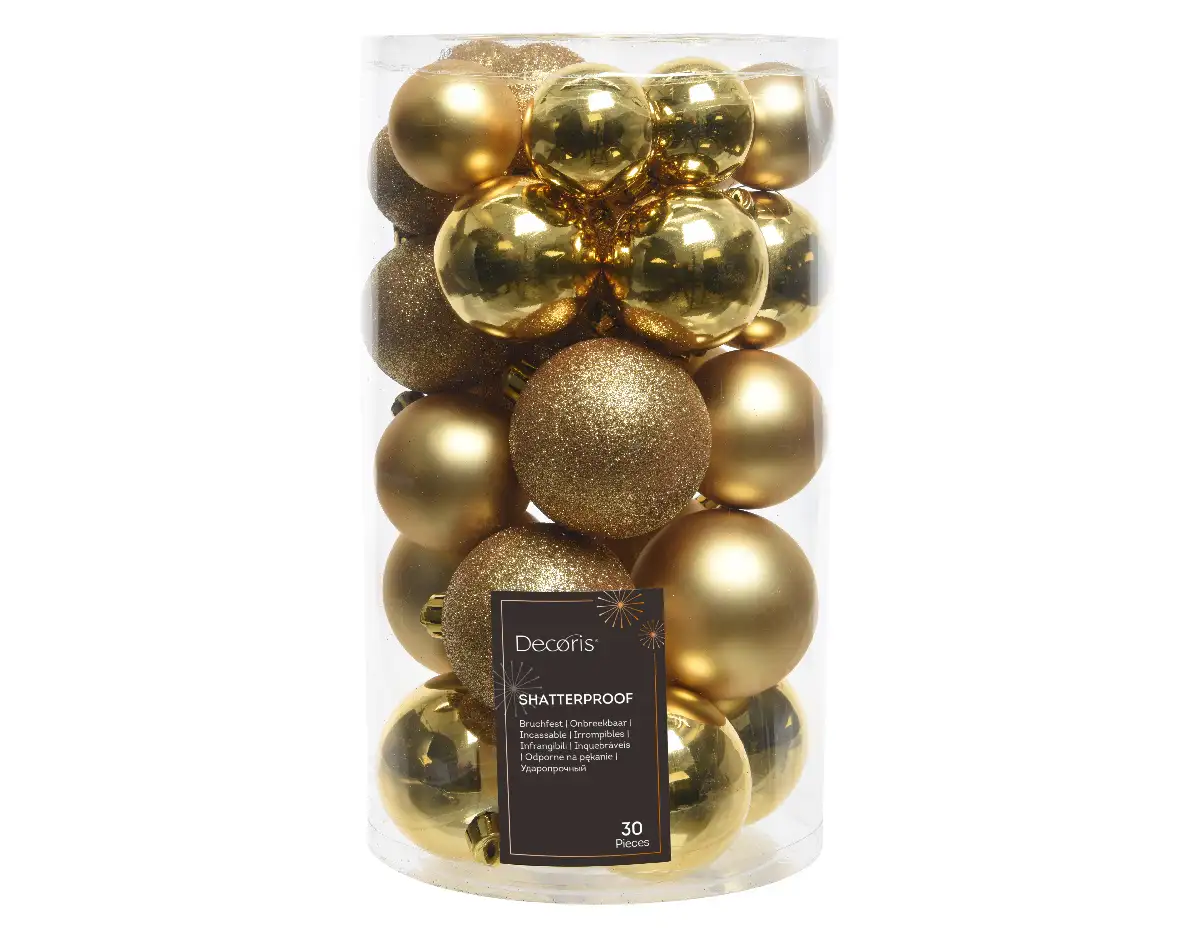Kerstballen goud set assorti (30 stuks)