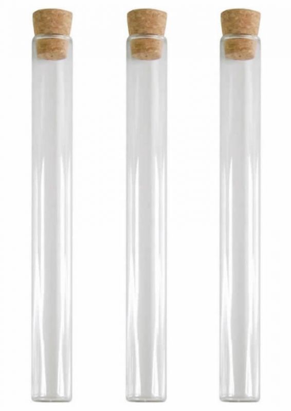 Flesjes met kurk - set van 5 - 15 cm