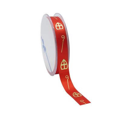 Cadeaulint rood prismatisch 10mm x 200m